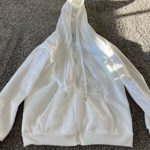 Classic White Hoodie with Zip